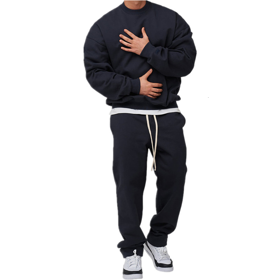 Men's Tracksuits Cotton Track Sportswear Men's Track Wear Autumn and Winter Men's Hoodie Zipper Double Jogger 3XL 230406
