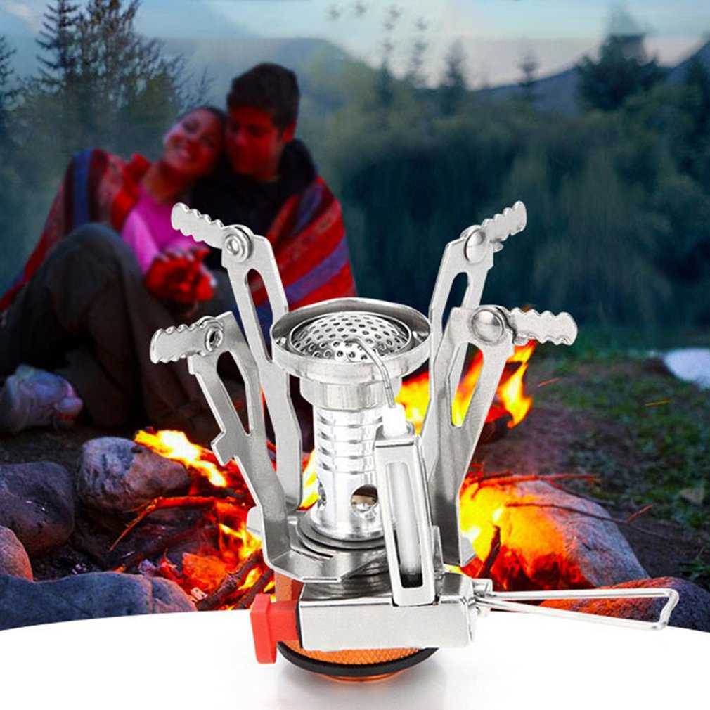 BBQ Tools Accessories Outdoor Mini Camping Stove Gas Burner Non-slip Folding High-temperature Resistant Gas Stove For BBQ Family Picnic Cooker