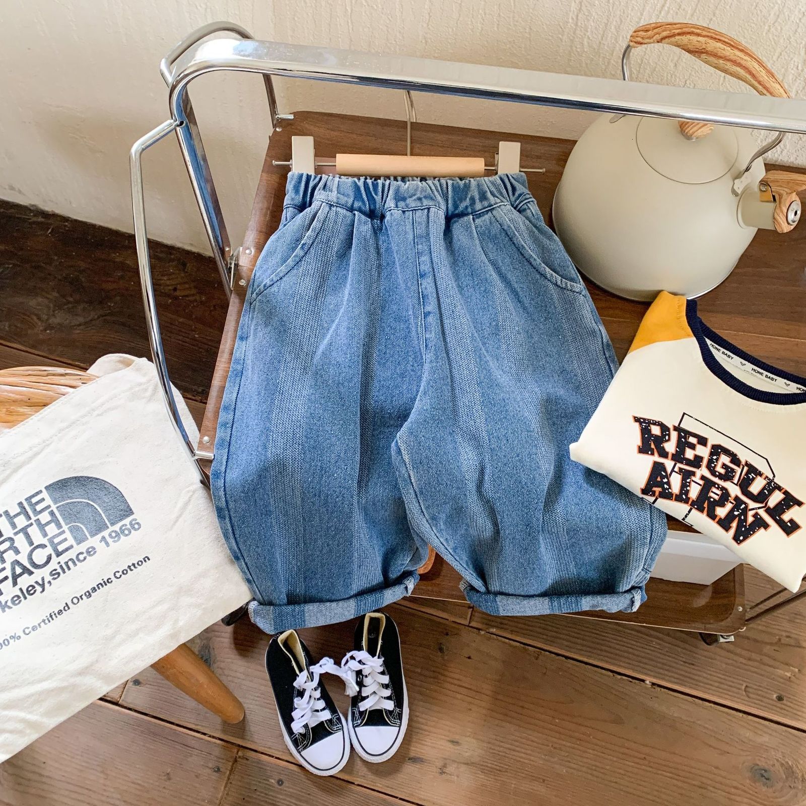 Jeans Spring girls boys casual jeans baby pants children denim Trousers 230406