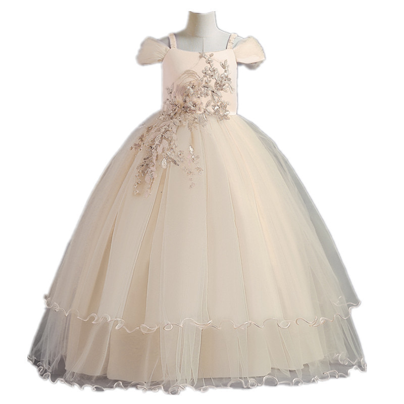 Girls Dresses Kid Wedding for Elegant Flower Princess Long Gown Baby Girl Christmas Dress vestidos infantil Size 6 12 14 Years 230406