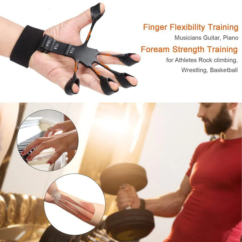 Hand Grips Finger Gripper Flex Gripster Guitar Grip Exerciser Strengthener 6 Resistant Levels Expander Rubber Trainer Elastic 230406