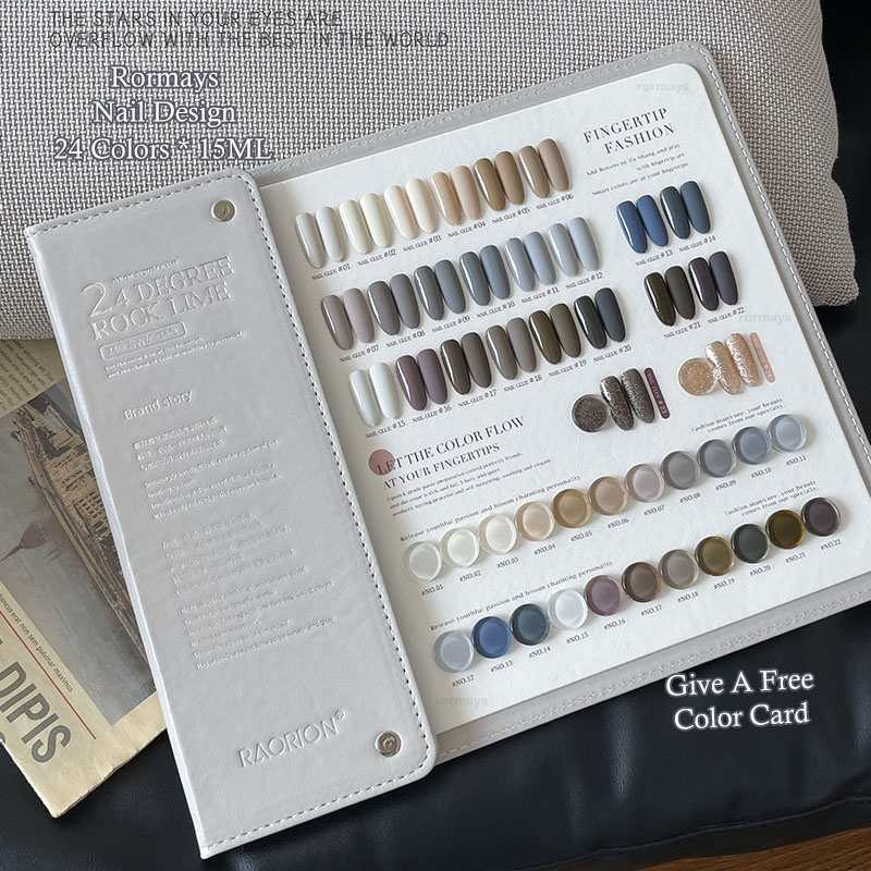 Rormays 24 Color Gel Polishing Nail Polish Set Autumn and Winter New Grey Semi Permanent Varnish Gel UV LED Immersion Primer Finish Nail Salon Factory