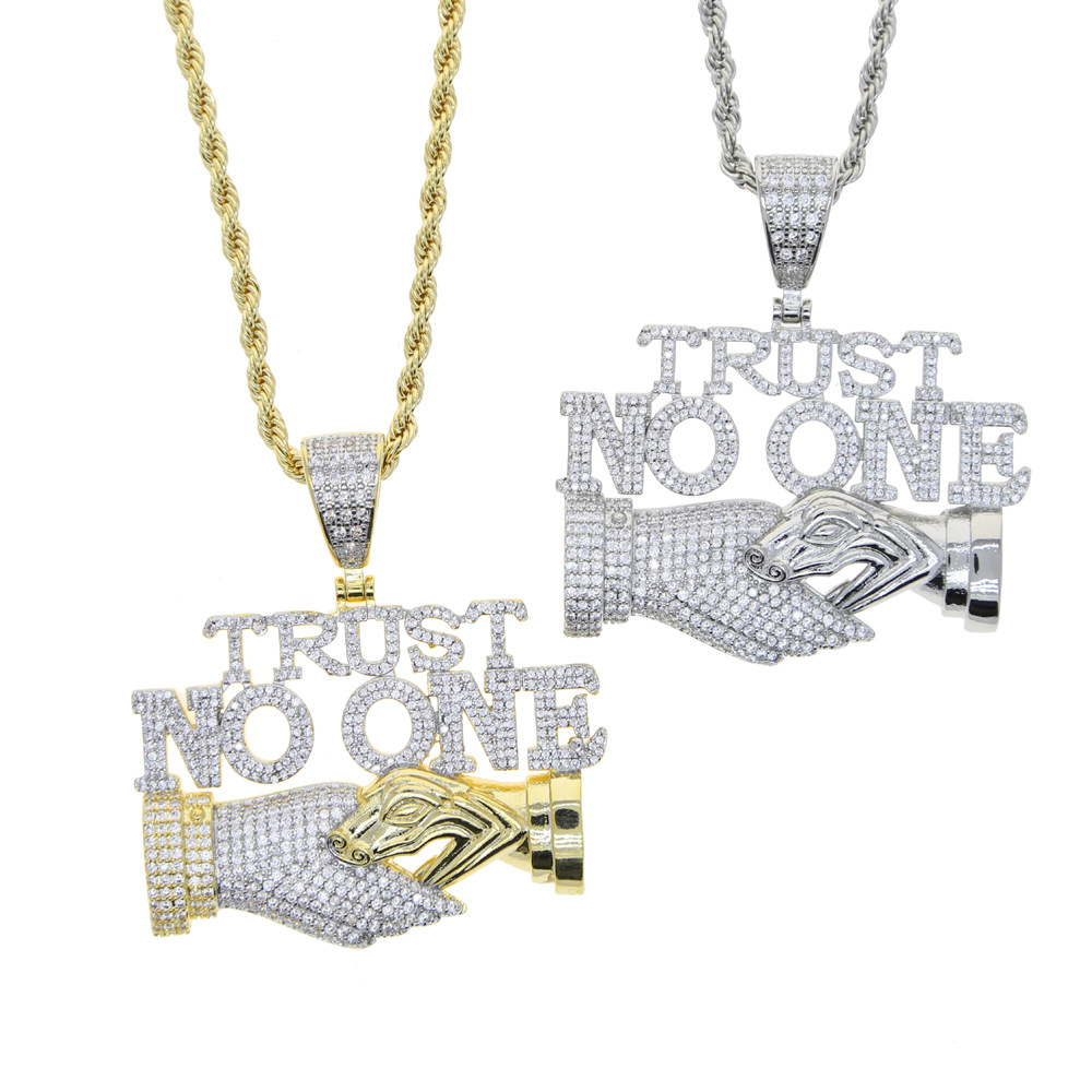 Hip Hop TopBling Mens Street Rap Jewelry Pendant Necklace Full 5A Zircon 18k Real Gold Plated