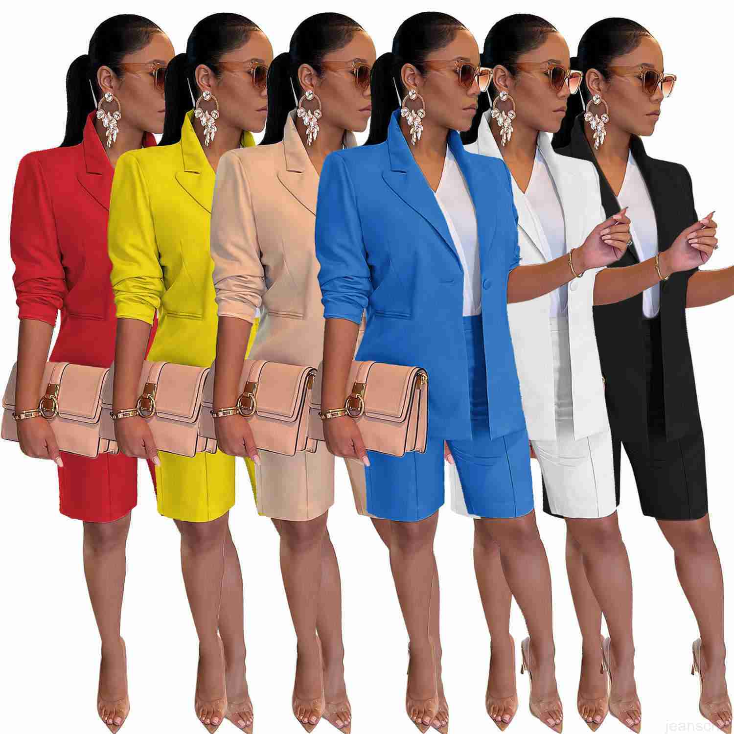 women's tracksuits Solid color business suit for jacket shorts two-piece spring and summer casual suit women clothing sets