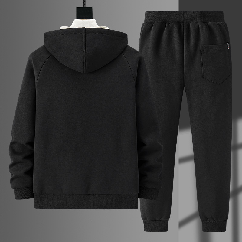 Men's Tracksuits Winter thick warm wool sportswear men's oversized hooded 2-piece jacketpants sportswear casual sweater set 8XL 230406