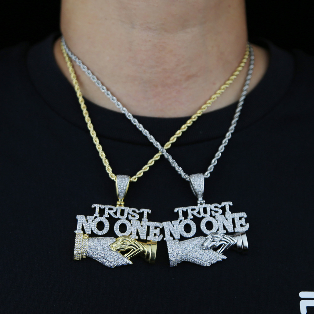 Hip Hop TopBling Mens Street Rap Jewelry Pendant Necklace Full 5A Zircon 18k Real Gold Plated