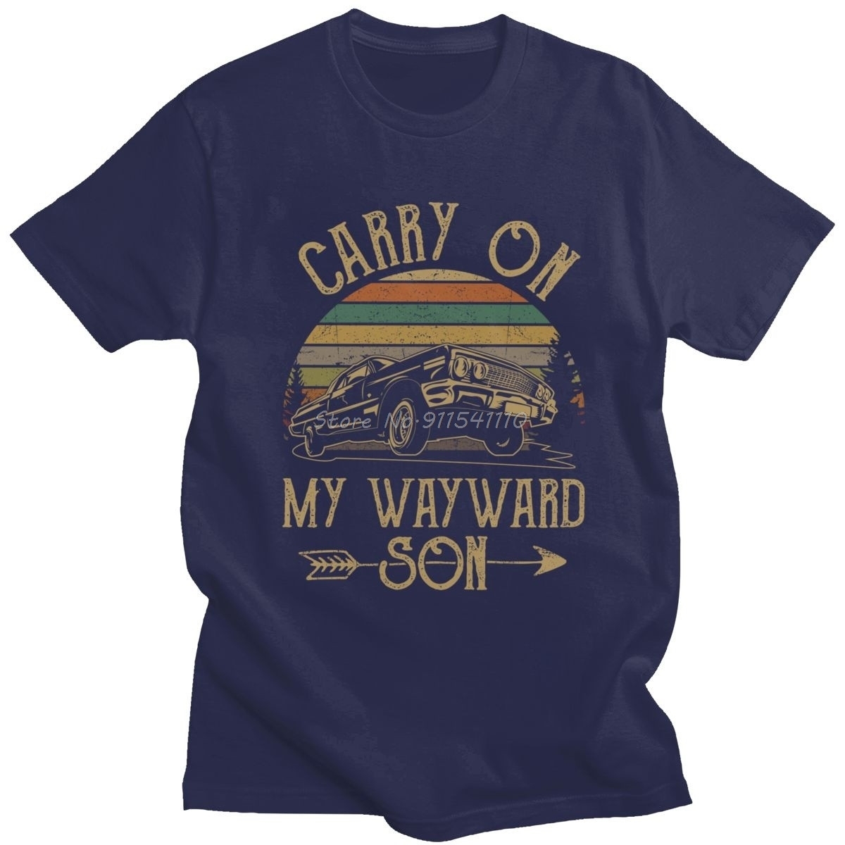Mens TShirts Supernatural Vintage T Carry On My Wayward Son Dark Heather Unique Tee Cotton Printed Tshirt Clothing 230406
