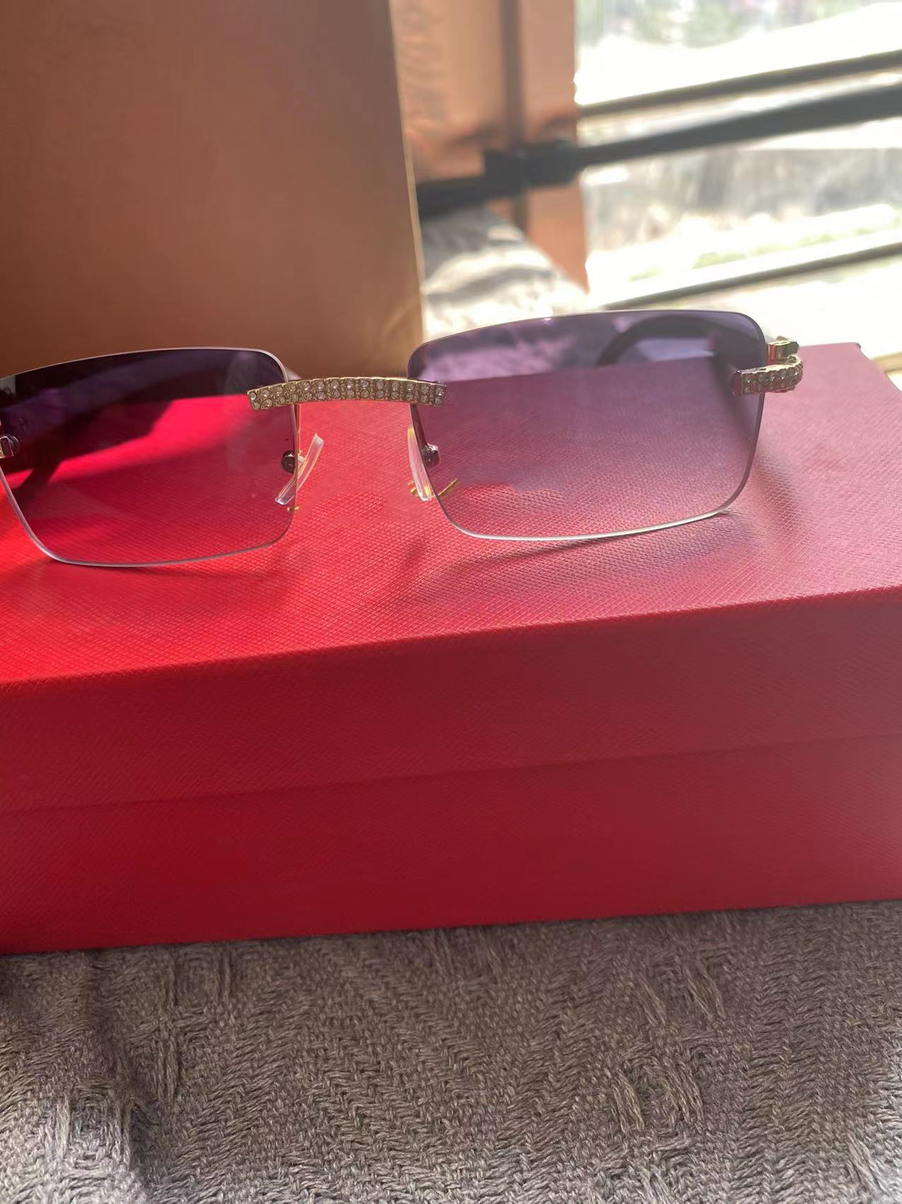 Designer sunglasses for women glasses Classic Small Square Frameless Metal Hinge Eyewear Goggle Outdoor Beach Eyeglasses 9 Color Optional With Box