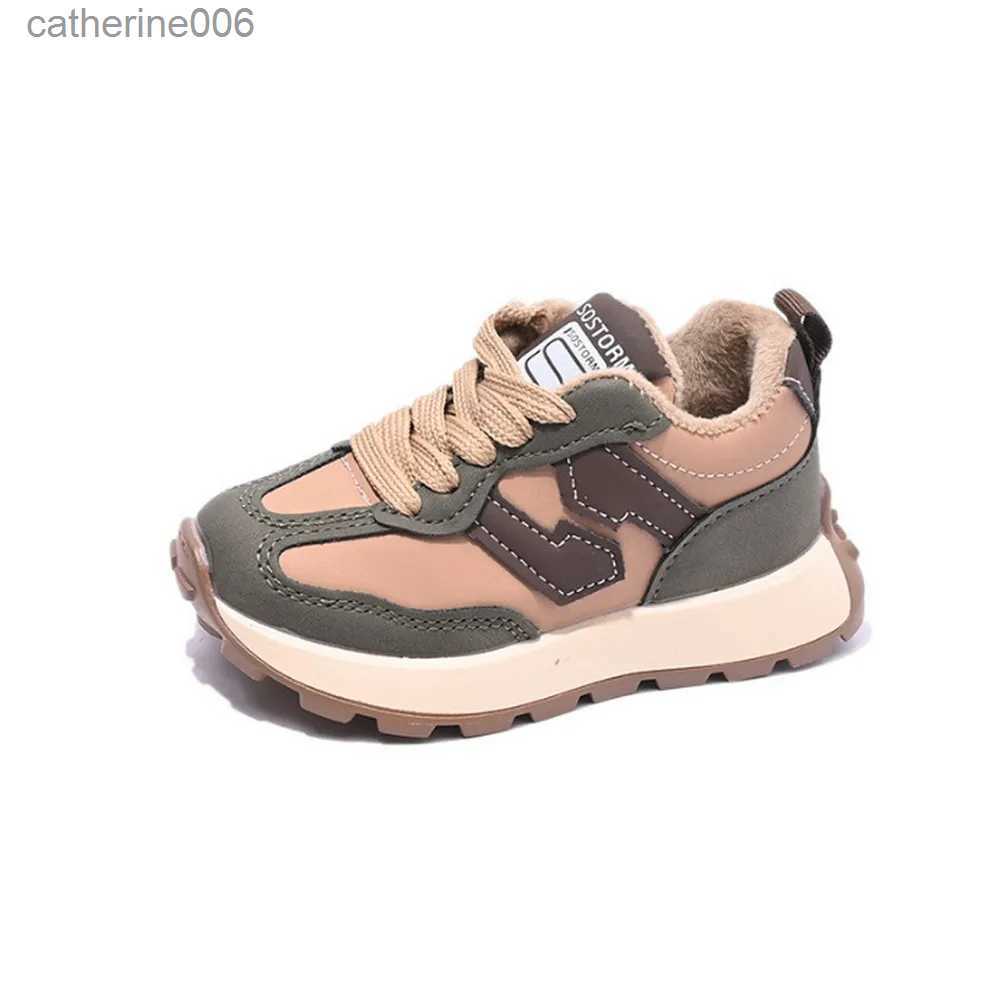 Sneakers Winter New Boys Girls Plush Sneakers For Kids Casual Sports Shoes Baby Toddler Warm Cotton Shoes Child Running Shoes Size 21-30L231106