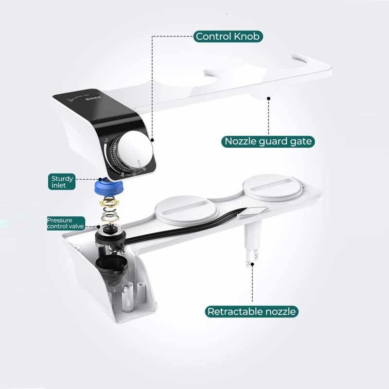 Bathroom Shower Heads Bidet Attachment UltraSlim Toilet Seat Double Nozzle Spiral Adjustable Water Pressure NonElectric Ass Sprayer With Hose L2684 - view 6