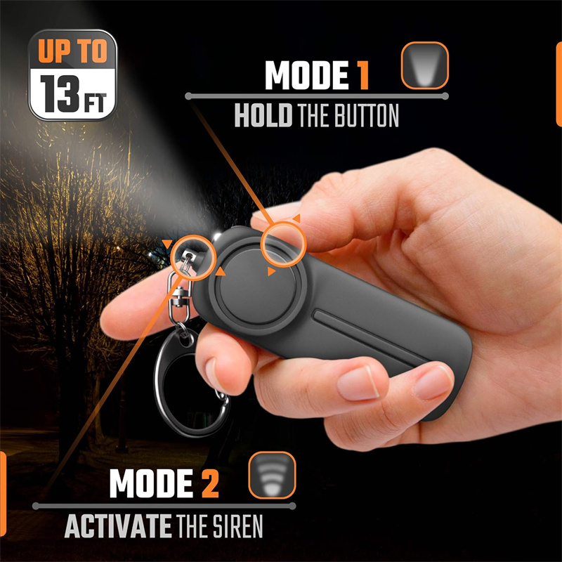 130db Safe Sound Personal Alarm Keychain Bright LED Light Self_Defense Emergency Alert Key Ring For Women Children Girls Elderly