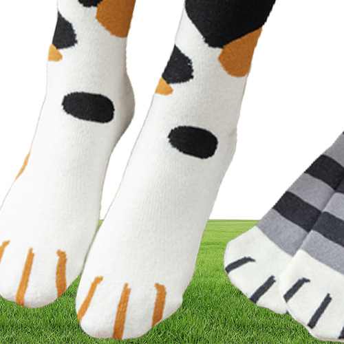 Socks autumn and winter womens curled cotton terry socks pregnant womens old peoples loose mouth cats claws cartoon thickened and