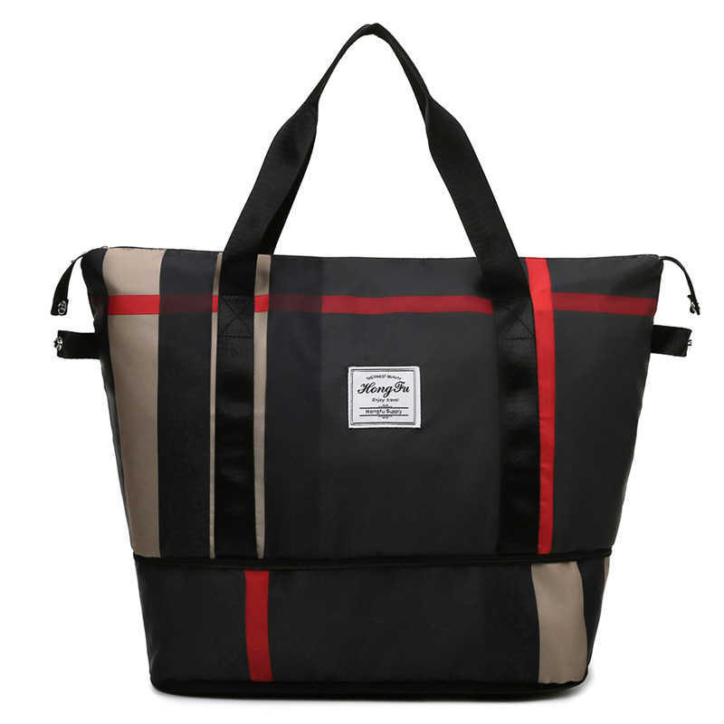 Duffel Bags 2023 New Fashion Folding Short Distance Travel Large Capacity Women s Hand Luggage Storage Wet and Dry Separation Fitness 230406