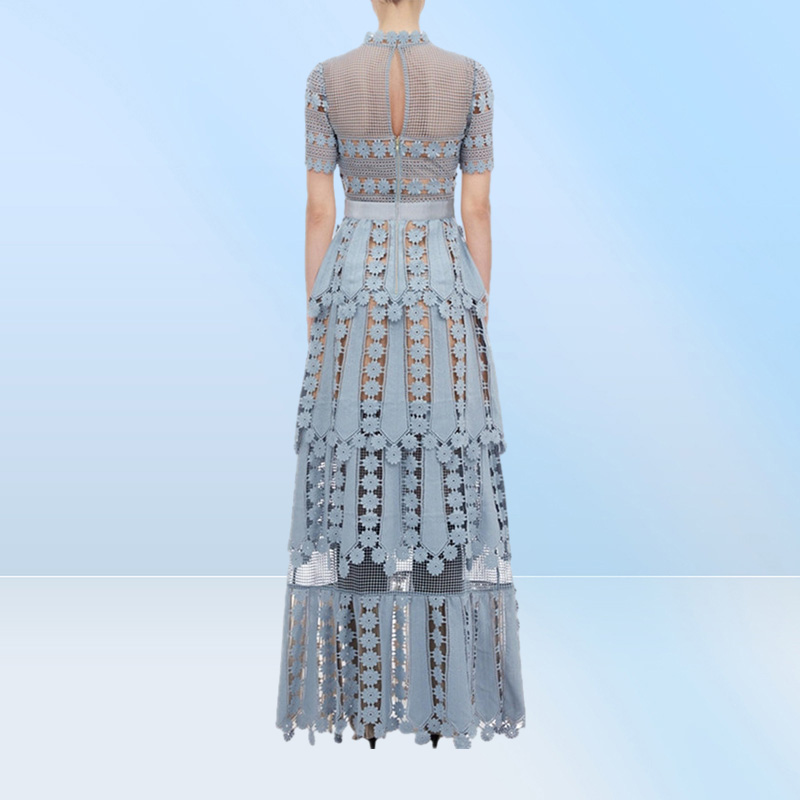 HMA New Women039s Selfportrait Floral Lace Hollow out Embroidery Long Dress Elegant Formal Party Dresses Y2008054043936