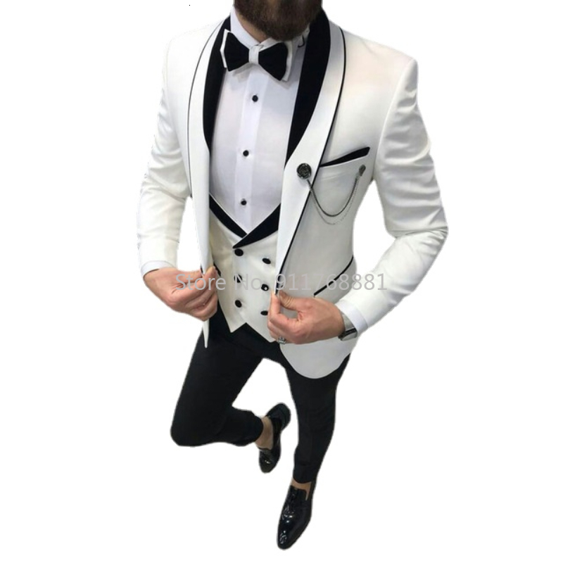 Men's Suits Blazers Men's Set Navy Blue Slim Fit Wedding Formal Dress Groom Dress Evening Dress 3 Pieces Beauty Party Jacket Trousers Vest 2