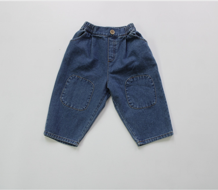 Jeans autumn children's denim pants Korean style retro patch baby boy casual jeans children's clothing 230406