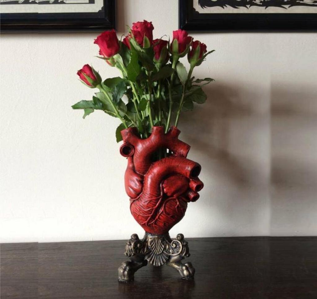 Heart Anatomical Shape Flower Vase Nordic Style Pot Vases Sculpture Desktop Plant For Home Decor Ornament Gifts T1G