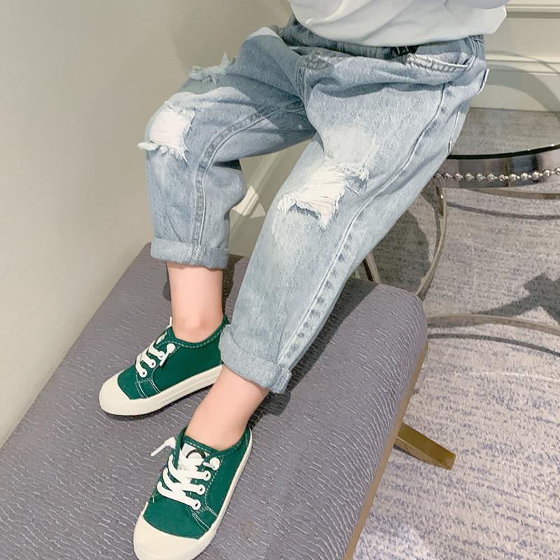 Jeans Fashion Kids Boys Spring Autumn High Elastic Waist Jeans Trousers Children's Clothing Casual Slim Long Jeans C136 230406