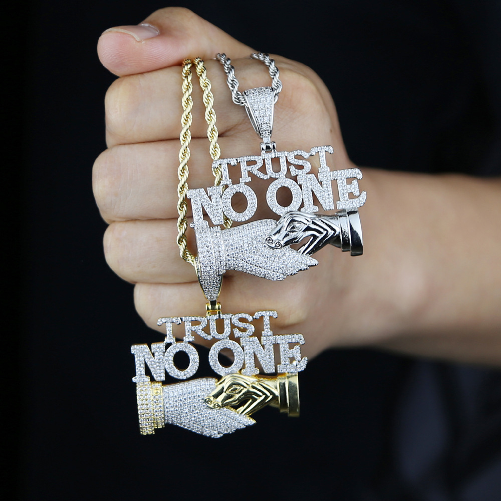 Hip Hop TopBling Mens Street Rap Jewelry Pendant Necklace Full 5A Zircon 18k Real Gold Plated