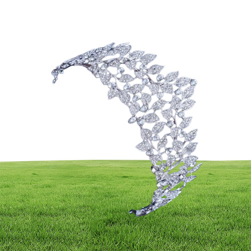 Baroque Diverse Silver Crystal Leaf Bridal Tiaras Crown Rhinestone Pageant Prom Crowns Diadem Headpiece Wedding Hair Accessories