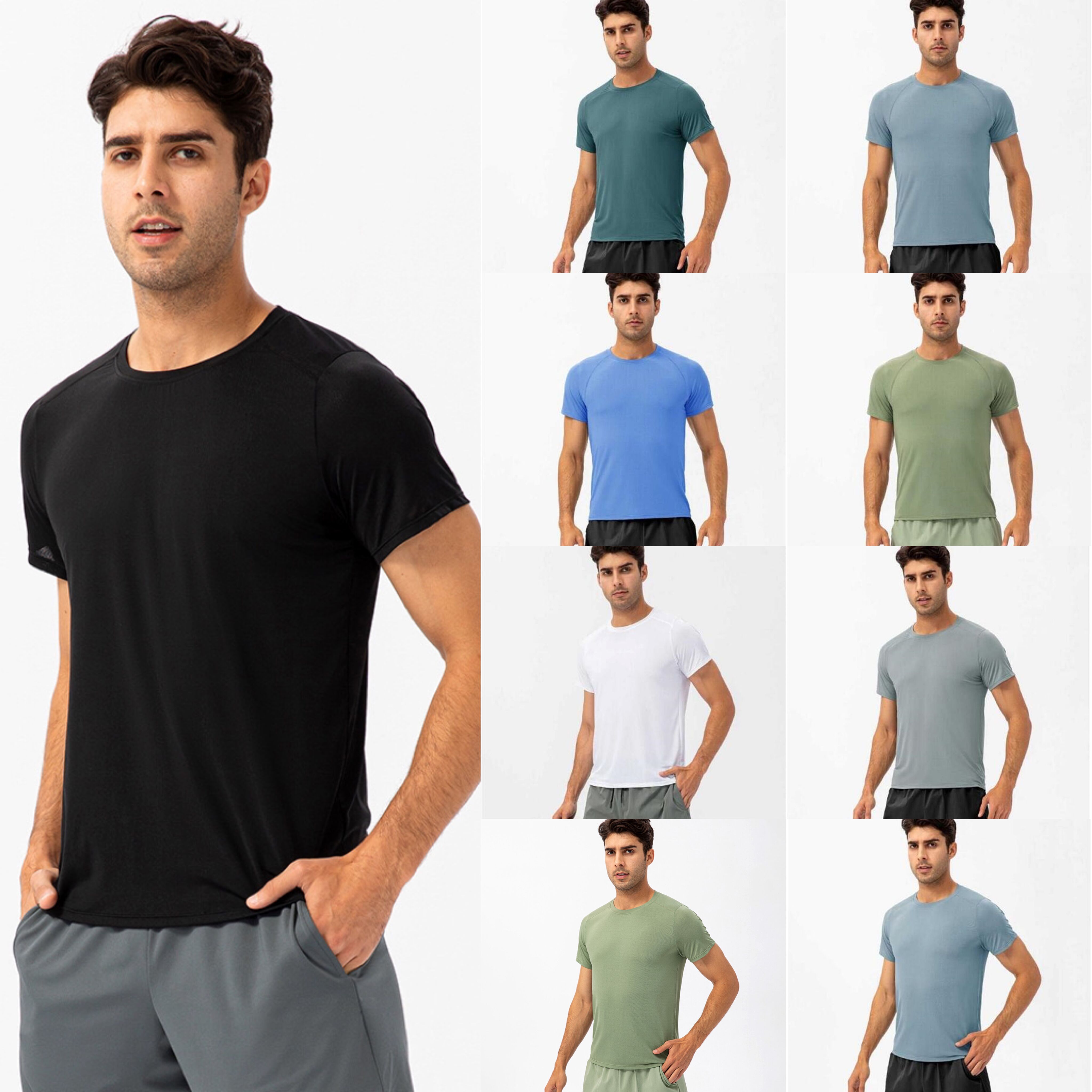 Yoga LU Outfit Lu Running Shirts Compression sports tights Fitness Gym Soccer Man Jersey Sportswear Quick Dry Sport t- Top LL mans