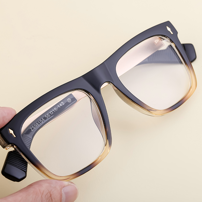 Retro Big Square Glasses Frame Patchwork Plastic And Metal Sunglasses Frames