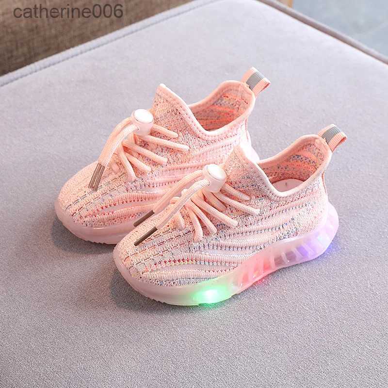 Sneakers Size 21-30 LED Baby Luminous Shoes Boys Glowing Children Sport Sneakers for Kids Girls Breathable Toddler Shoes Led Flash LightsL231106