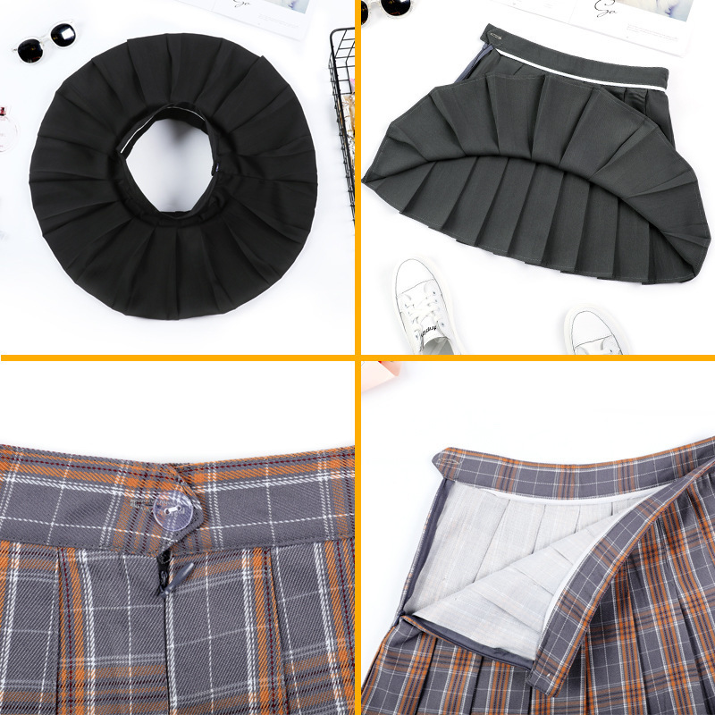 Skirts Super SchoolSkirt Plaid Pleated Skateboard Women's Spring Summer High Waist Sprint Skateboard Autumn Academy Yellow A-character Skateboard