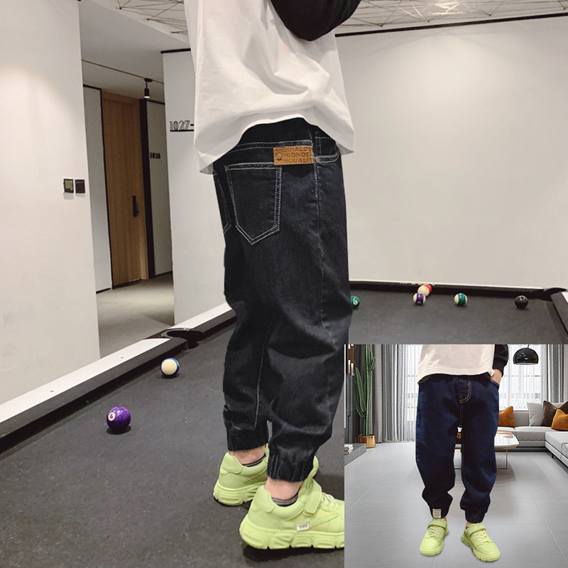 Jeans Spring and Autumn Boys' Jeans Medium to Large Children's Pants Korean Winter Plush Integrated Casual 230406