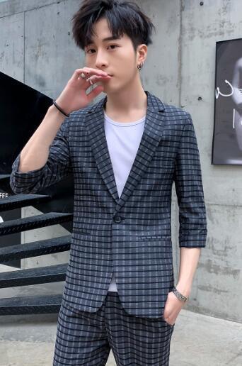 Men's Suits Blazers Summer casual small jacket men's slim fitting mid size pajama top 230406