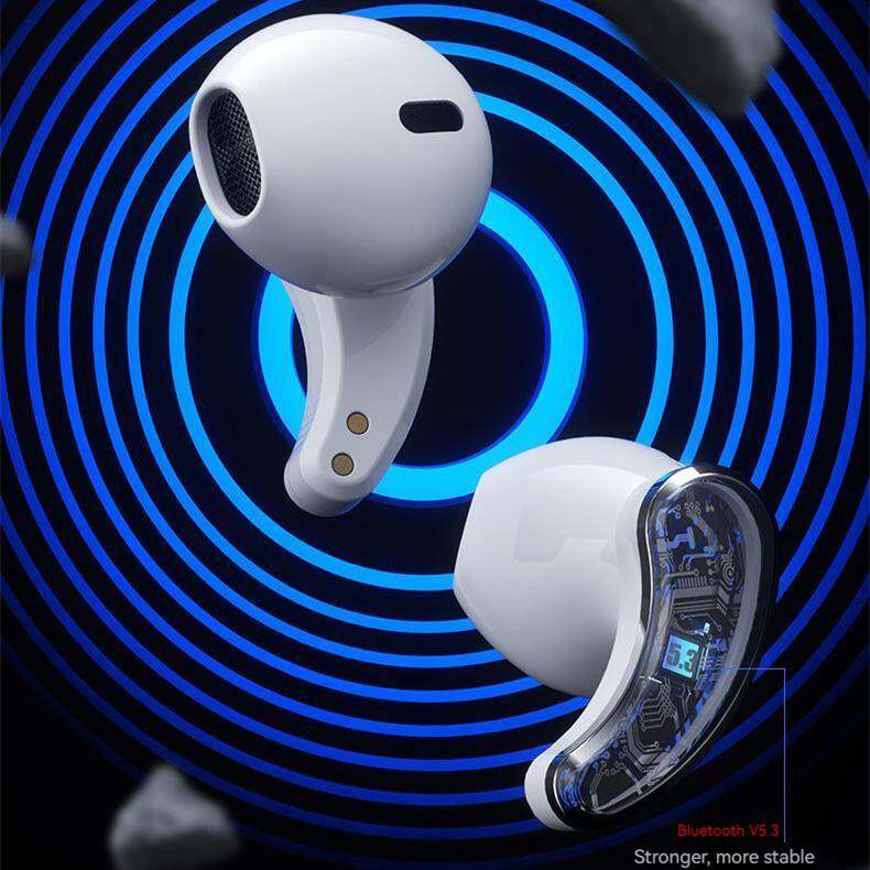 TWS 5.3 PRO T6 Earbuds Rotating Spacecraft Transparent Bluetooth Earphones Wireless Bluetooth headset with charging box