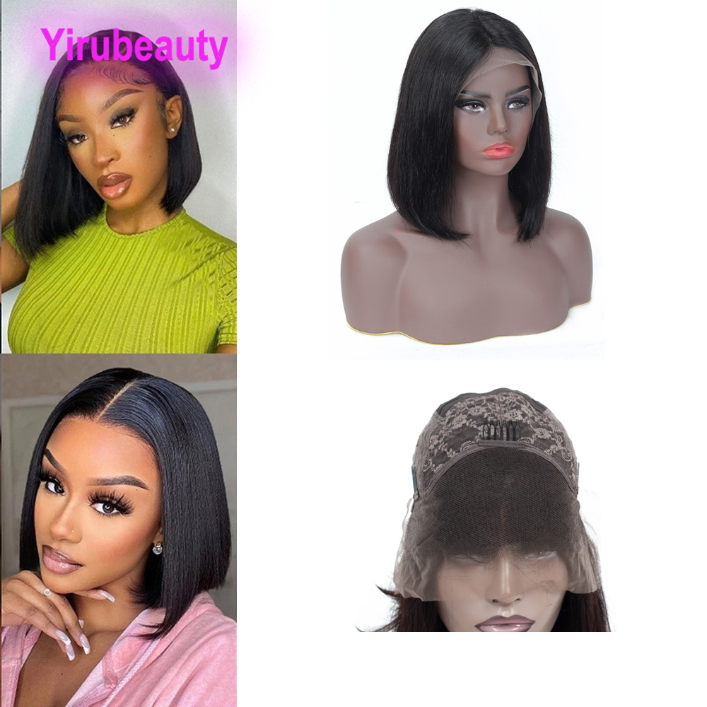 Yirubeauty 13X4 Lace Front Bob Wig Silky Straight Peruvian Brazilian Human Hair Virgin Hair 10-16inch 150% 180% 210% Density Natural Color
