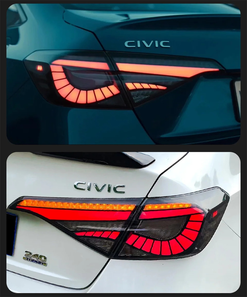 Auto Taillight For Honda CIVIC 11th Tail light 20 22-2024 Eagle Eye Styling LED Taillight Assembly Rear Brake Reverse Lights