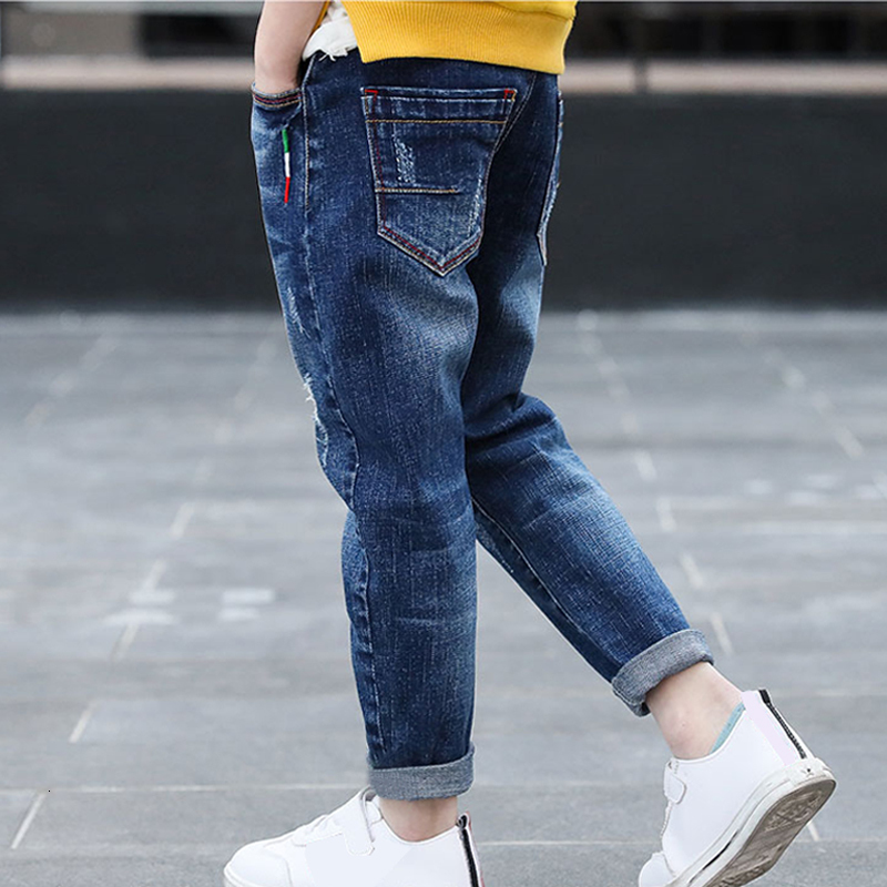 Jeans IENENS 4-11 Year Old Boys' Clothing Slim Straight Jeans Classic Bottom Children's denim Clothing Pants Children's Boys' Casu