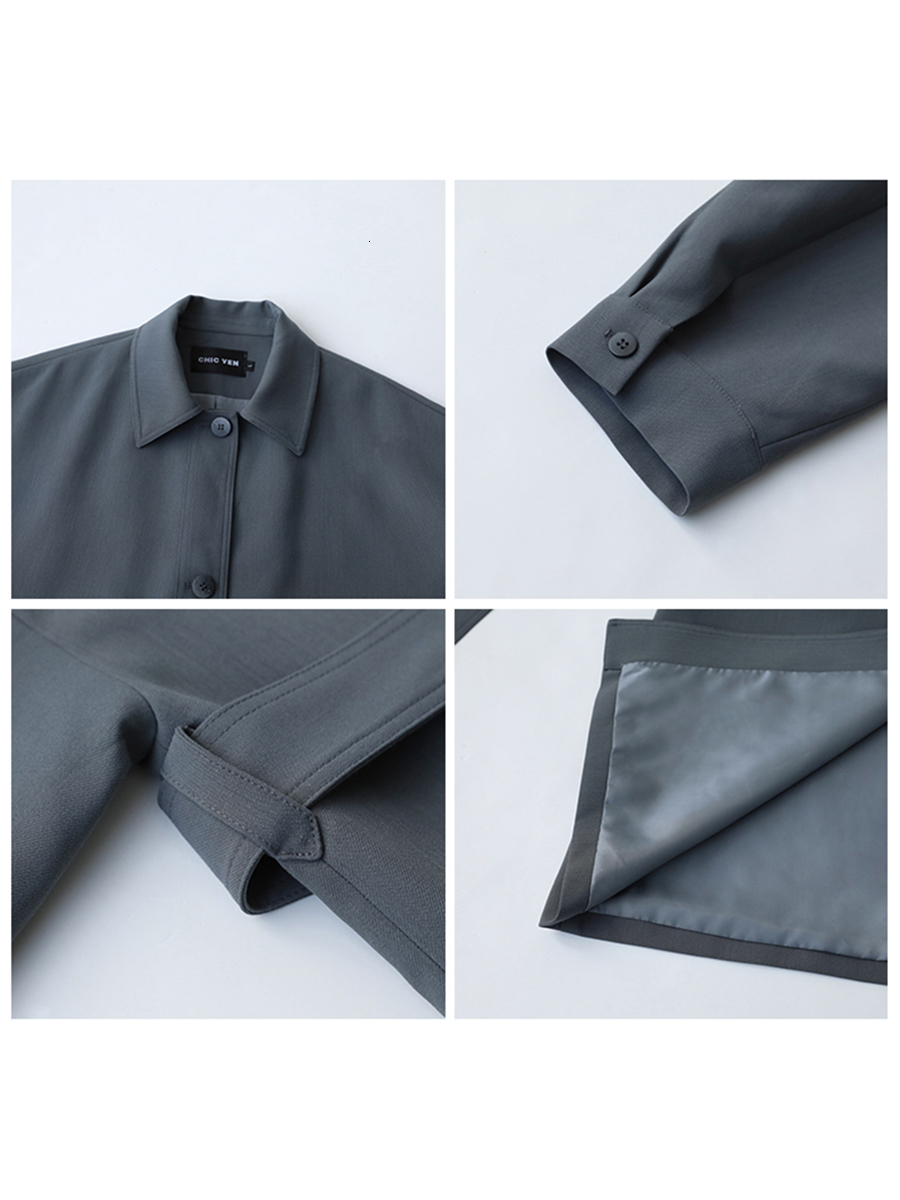Women's Trench Coats CHIC VEN Long Coat Singlebreasted Casual Belted Waist Women Windbreaker Overcoat Female Cloth Spring Autumn 230404