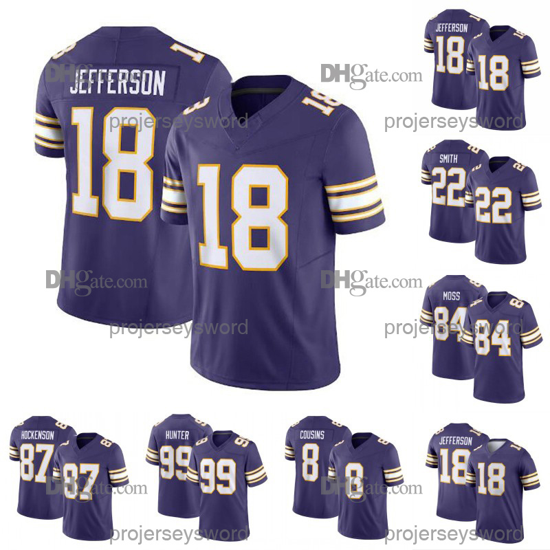 18 Justin Jefferson T.J. Hockenson Addison Football Jerseys Lewis Cine Kirk Cousins Randy Moss Danielle Hunter Harrison Smith Alexander Mattison Jay Ward K.J. Osborn