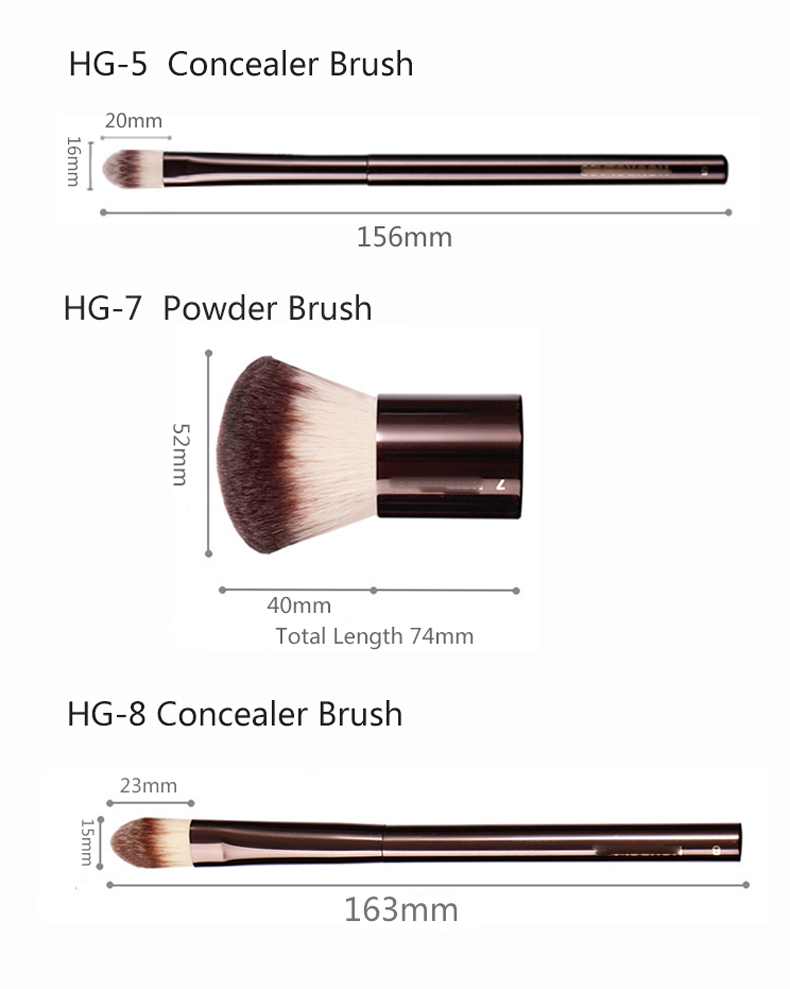 Hourgla Makeup Brushes Sculpting Loose Powder Foundation Blush Contour Eyelash Shadow Concealer EyeLiner Metal Handle Brush