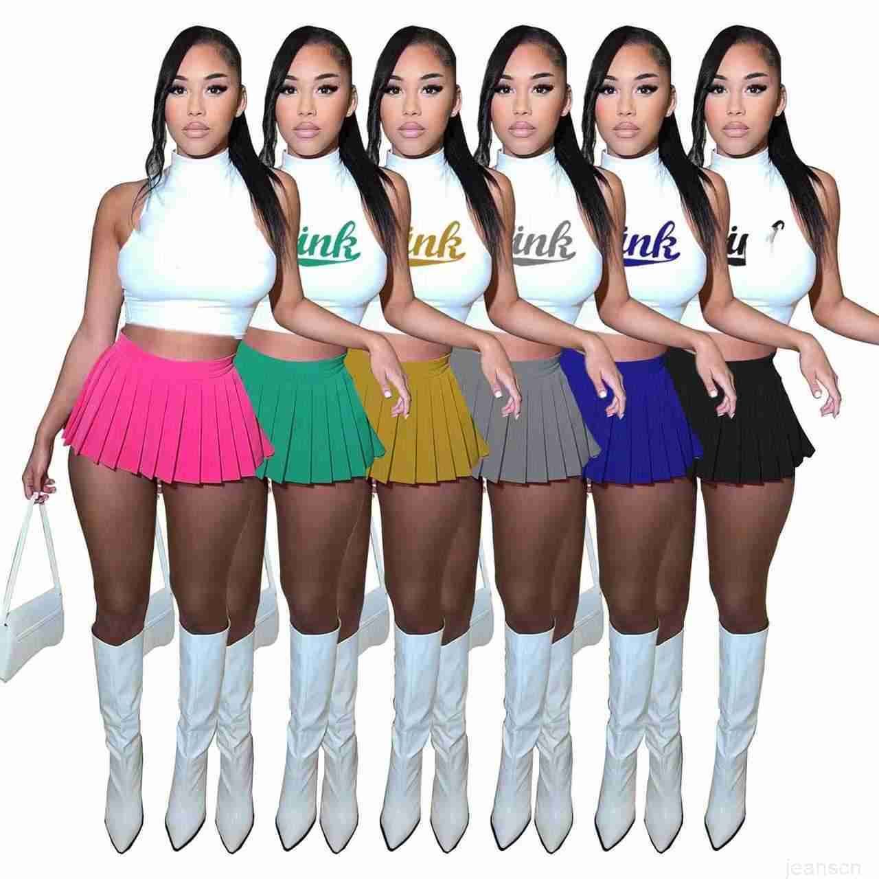 Women's Two Piece Dress Summer Fashion 2023 new letter printed T-shirt pleated New mini skirt two piece set, Black8
Women's Two Piece Dress Summer Fashion 2023 new letter printed T-shirt pleated New mini skirt two piece set, Black8