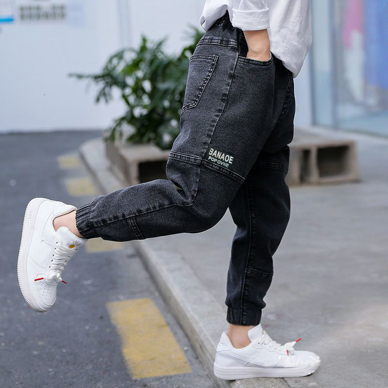 Jeans Children's boys' jeans baby clothes classic pants children's denim clothes baby boys' casual Bowboy bottom Trousers 4-12 yea