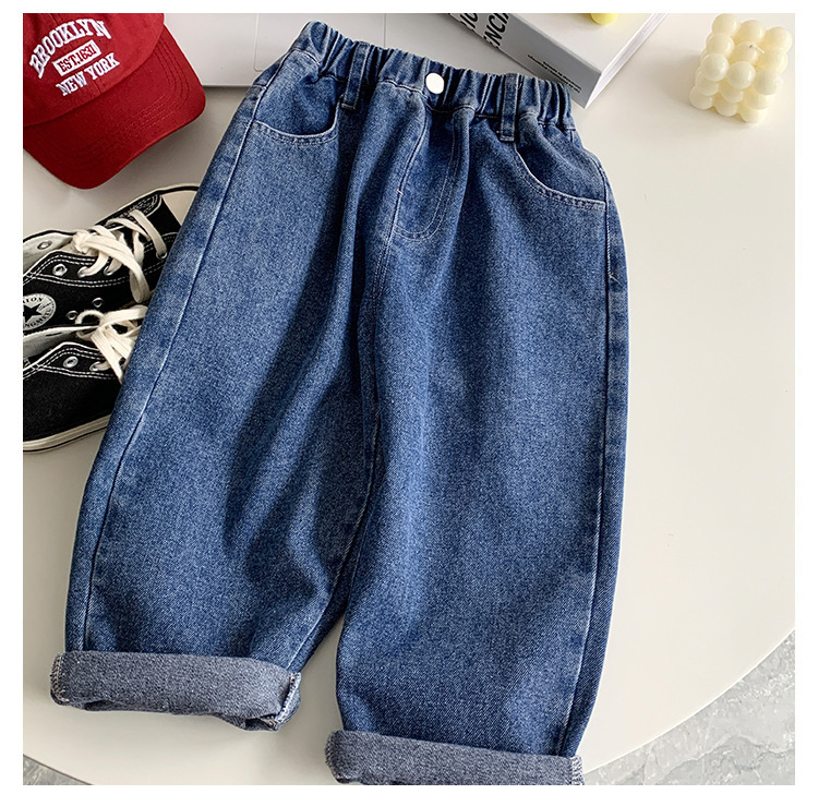 Jeans Spring Men's Solid Color Straight Jeans Children's Loose Casual Jeans 230406