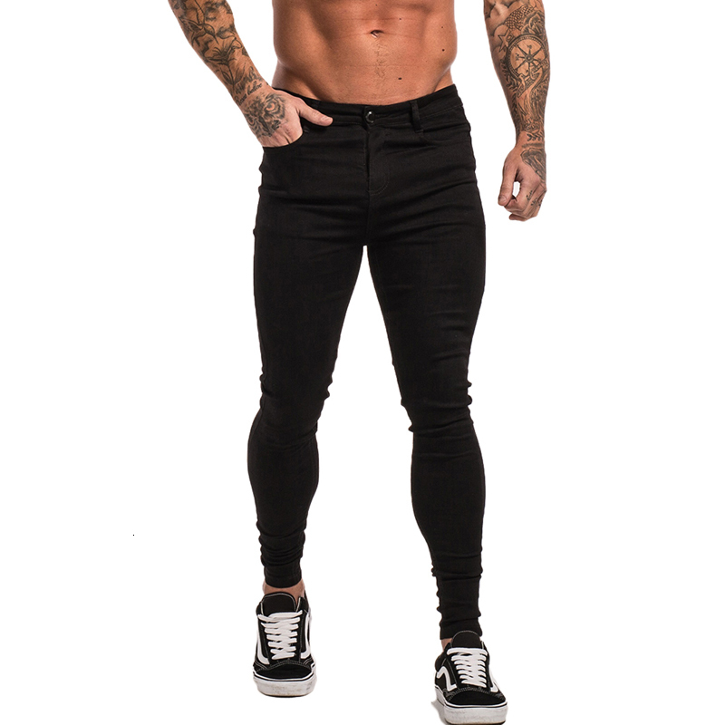 Men's Jeans GINGTTO Jeans Men Elastic Waist Skinny Jeans Men Stretch Ripped Pants Streetwear Mens Denim Jeans Blue 230406