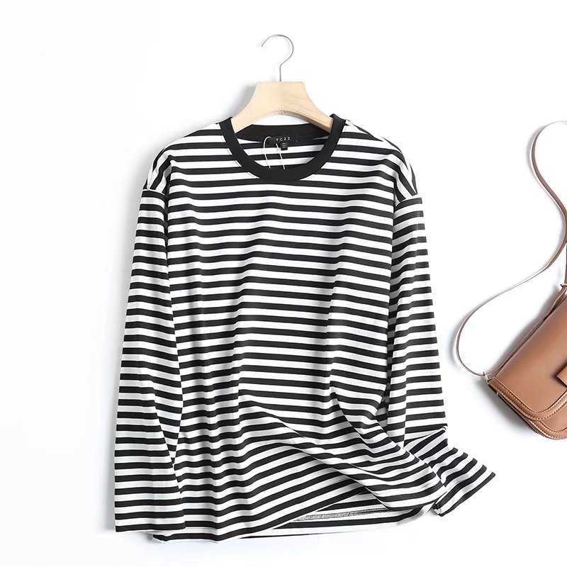 RUKAS High Quality Spring Autumn Fashion Stripe Long Sleeve T-Shirt Tops Women Casual Wild bottoming Tees Female