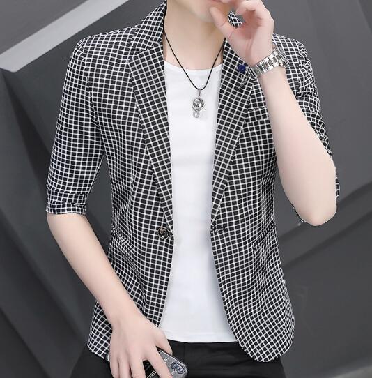 Men's Suits Blazers Men's summer wear plain sleeved jacket 230406