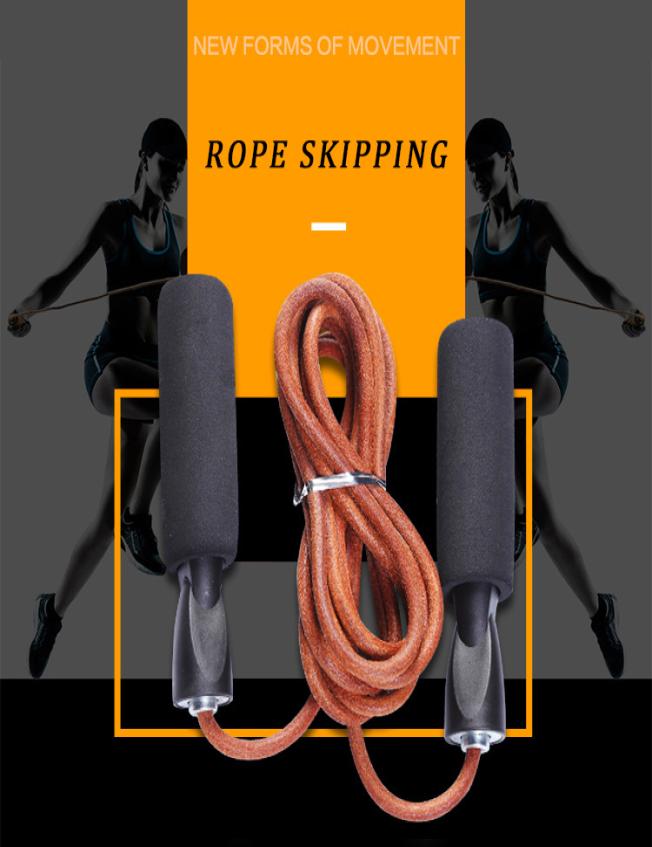Cowhide Rope leather Skip Rope Cord Speed Fitness Aerobic Jumping Exercise Equipment Adjustable Skipping Sport Jump Rope
