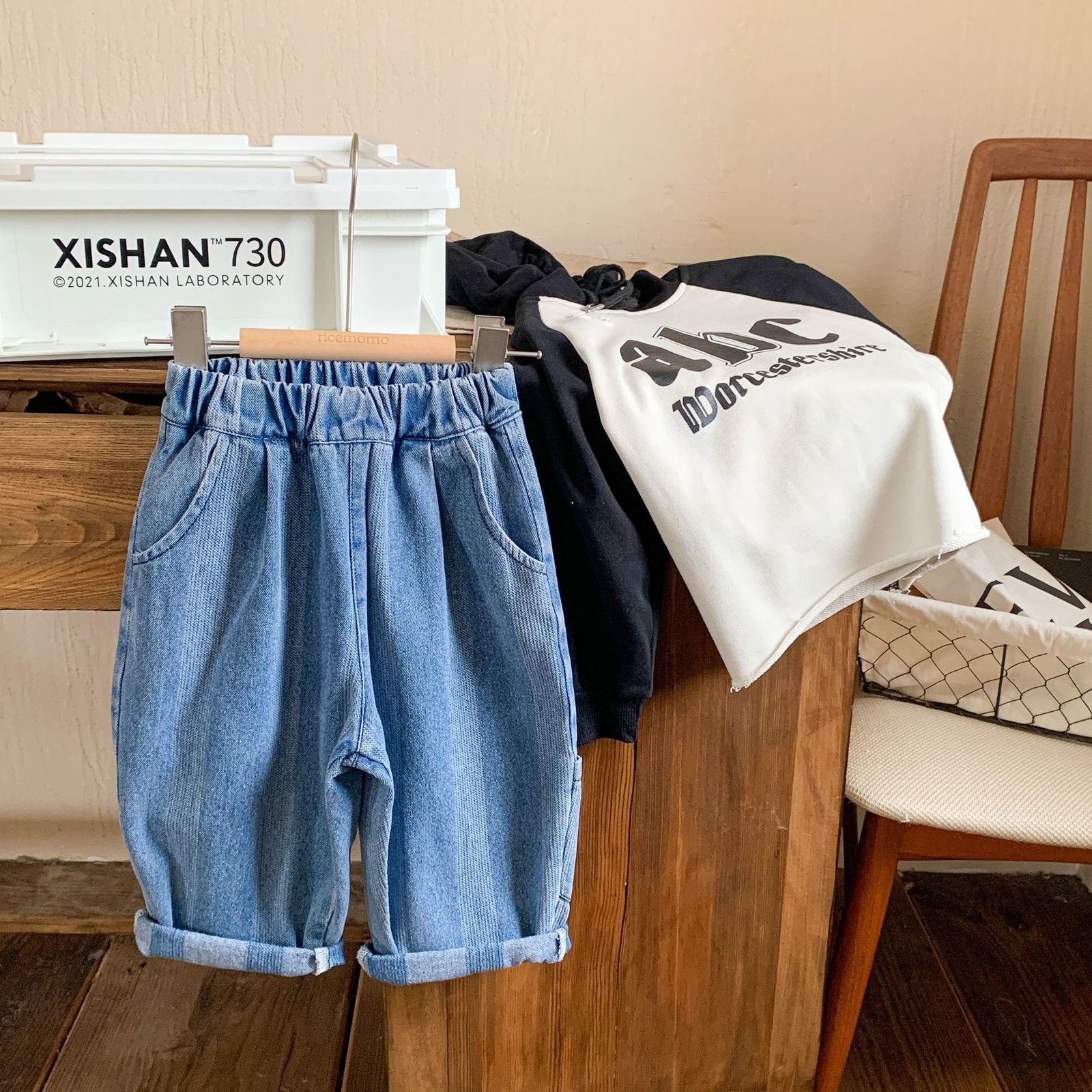 Jeans Spring girls boys casual jeans baby pants children denim Trousers 230406