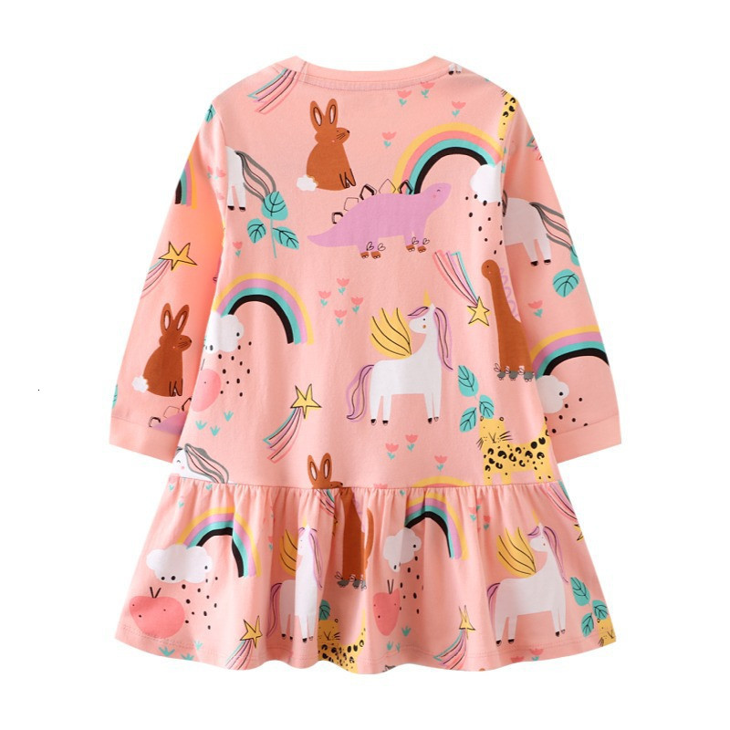 Girl s Dresses Jumping Meters Children s Princess Unicorn For Autumn Spring Long Sleeve Baby Costume Birthday Toddler Kids Frocks 230406