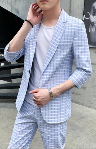 Men's Suits Blazers Summer casual small jacket men's slim fitting mid size pajama top 230406