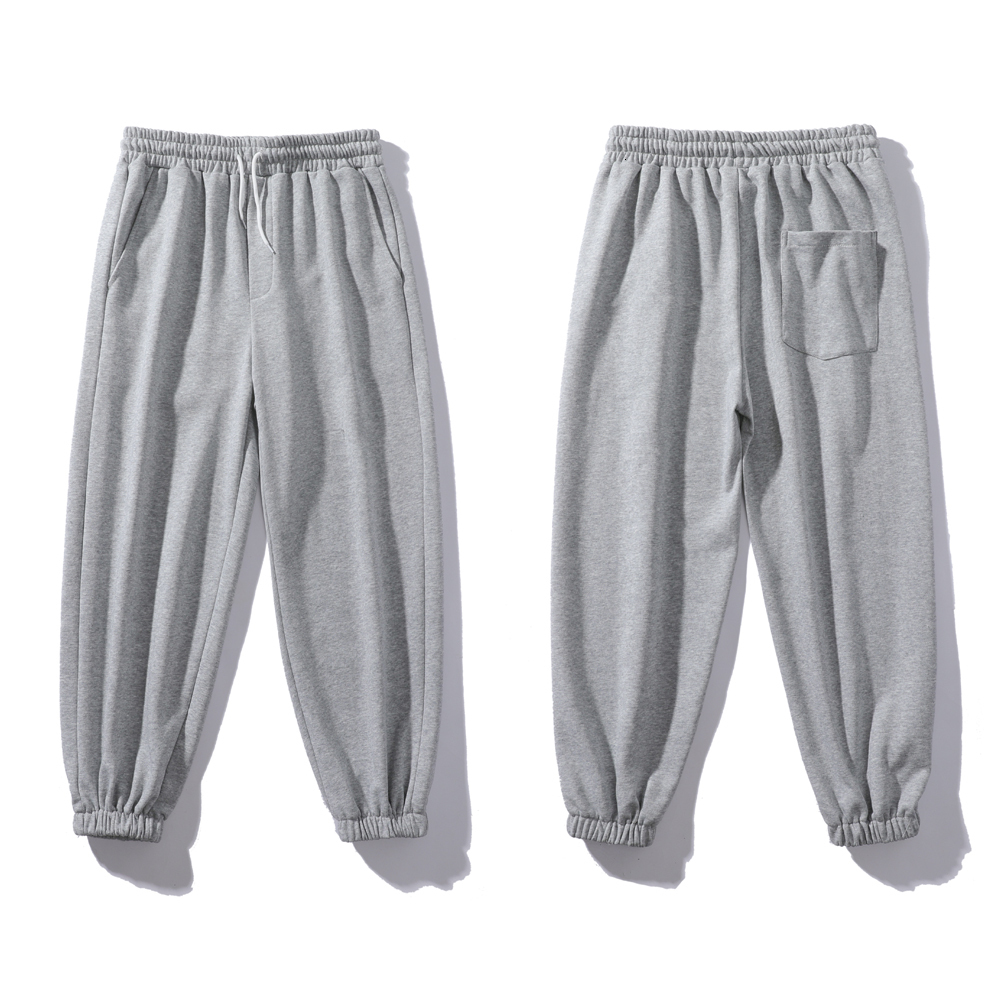 Men's Pants Korean Style Fashion Sports Pants Autumn Light Grey Pocket Wide Leg Pants Straight Leg Casual Tie Leg Men's Tights 230407