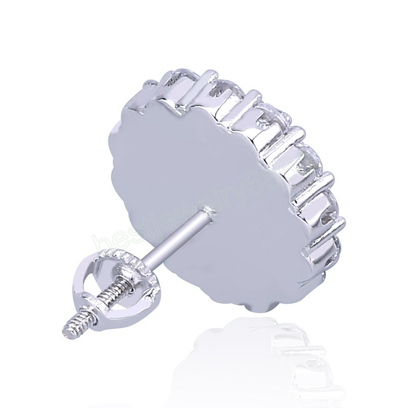 925 Silver Stud Earrings For Women Men Gift Personality Fashion Zircon Earring Gold Silver Plated Hip Hop Jewelry