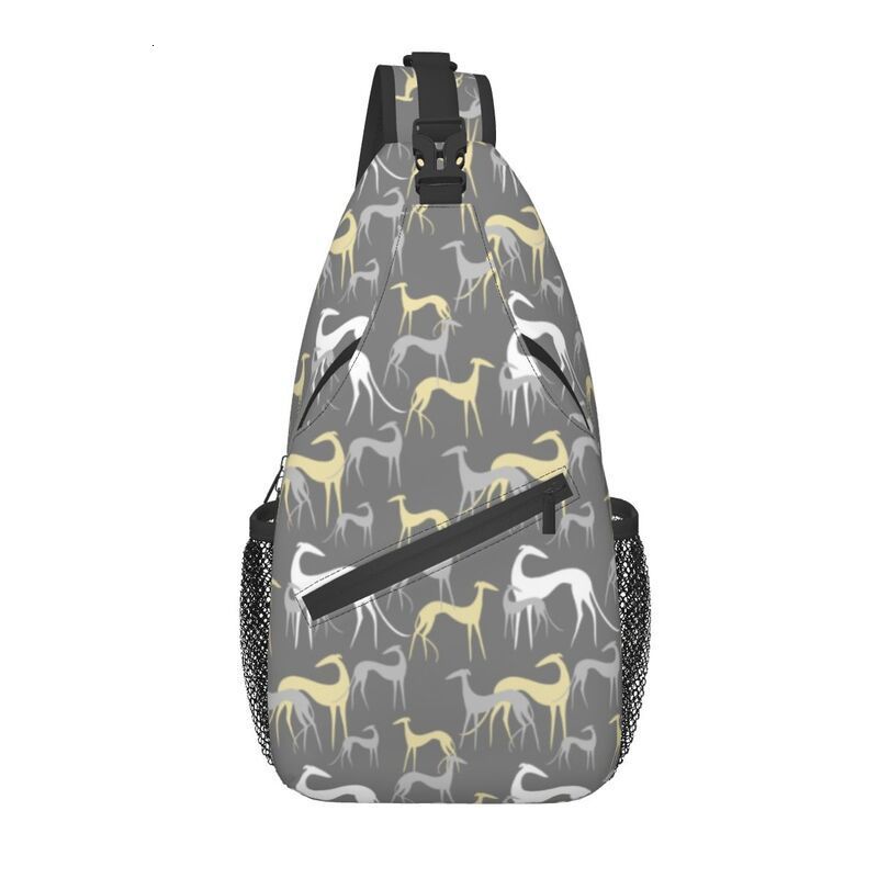 School Bags Grey Sighthounds Crossbody Sling Backpack Men Custom Greyhound Dog Shoulder Chest Bag for Travel Hiking Daypack 230407